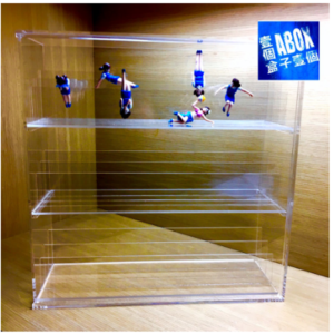 高透光用壓克力杯緣子活動式三層滑門展示盒4
